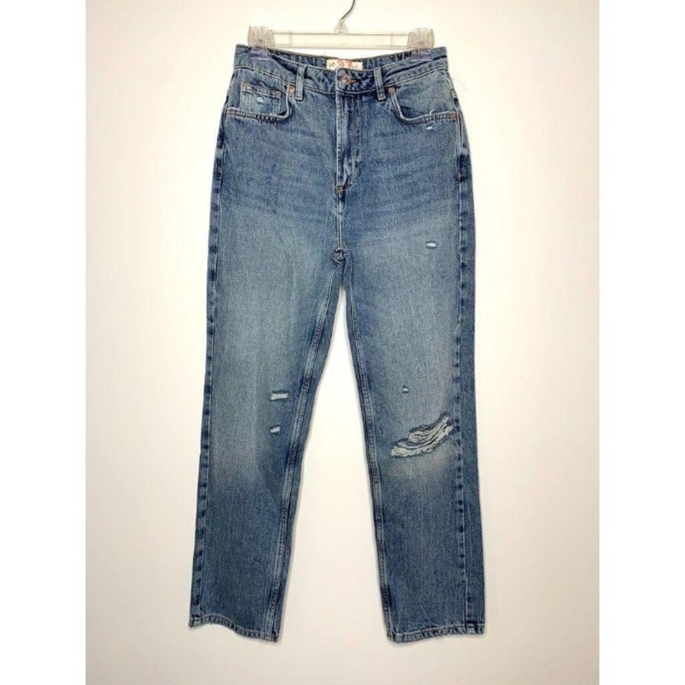 We the Free Jeans Women 27 Straight Leg Regular Wash Distressed Dakota
